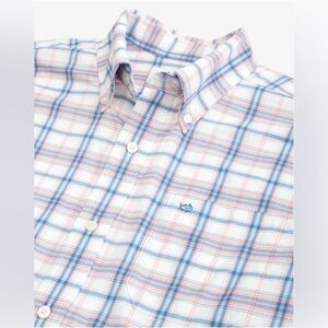 Southern Tide Intercoastal Men's Button-Up Pink Plaid Shirt Long Sleeve​